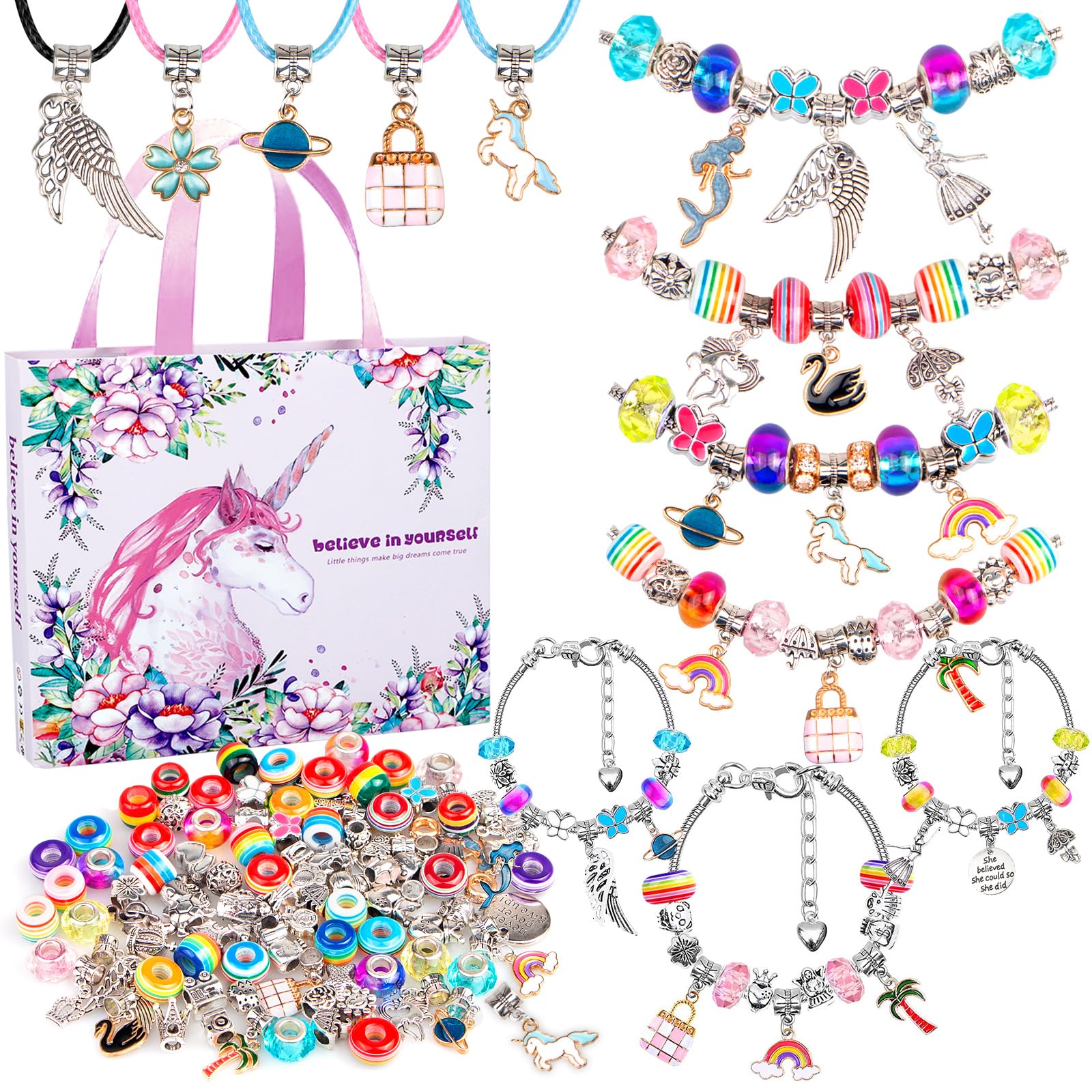 Venta Internacional - Kit De Fabricación De Joyas Surehome, Pulsera Con Dijes Para Niñas De 8 A 12 Años