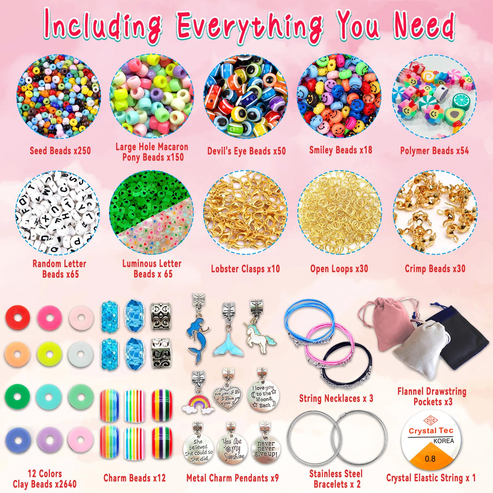 Foto 5 pulgar | Kit De Fabricación De Pulseras Leitait Para Niñas Con 3100 Piezas De Abalorios De 5 A 12 Años - Venta Internacional.