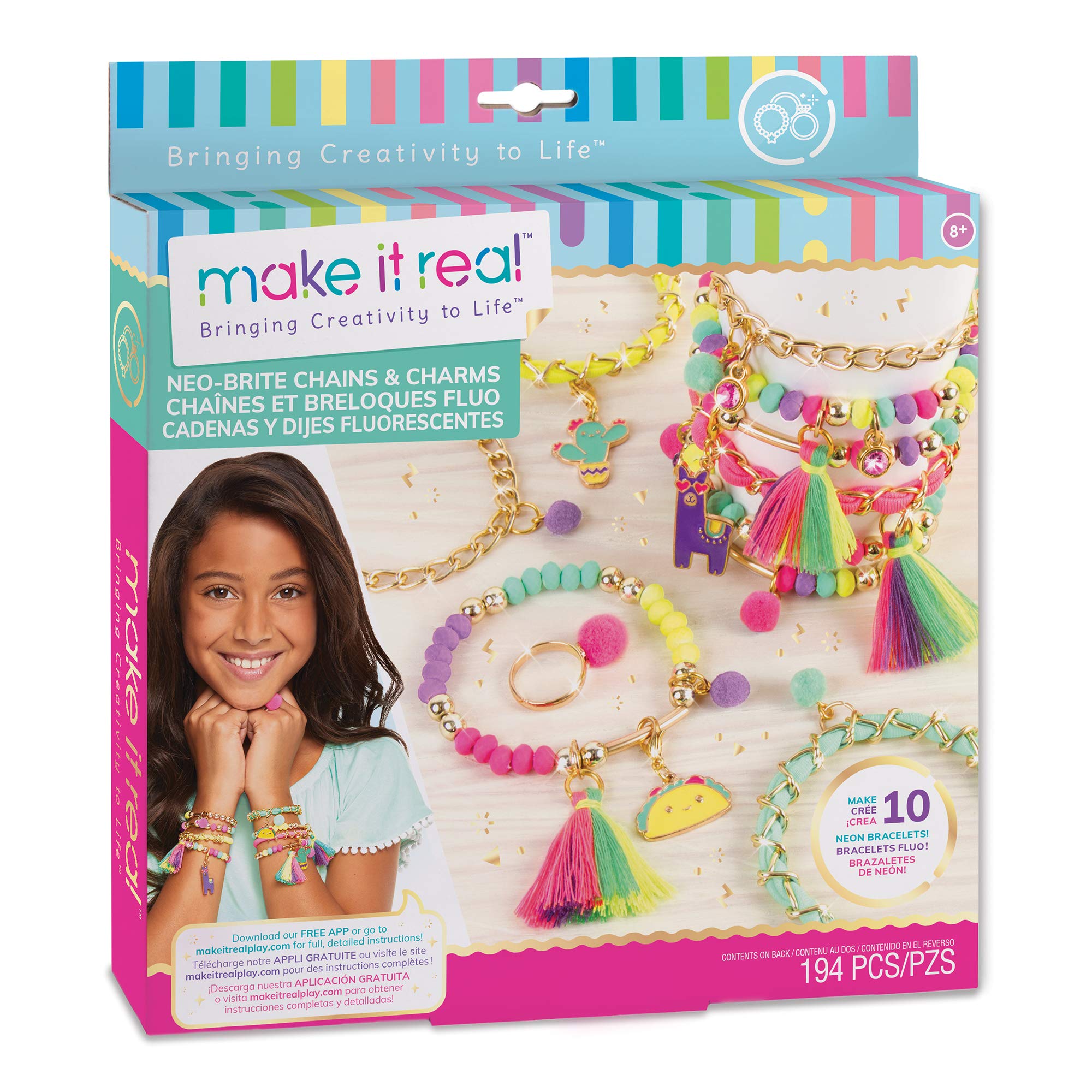 Kit De Fabricación De Joyas Make It Real Neo-brite: Cadenas Y Dijes - Venta Internacional.