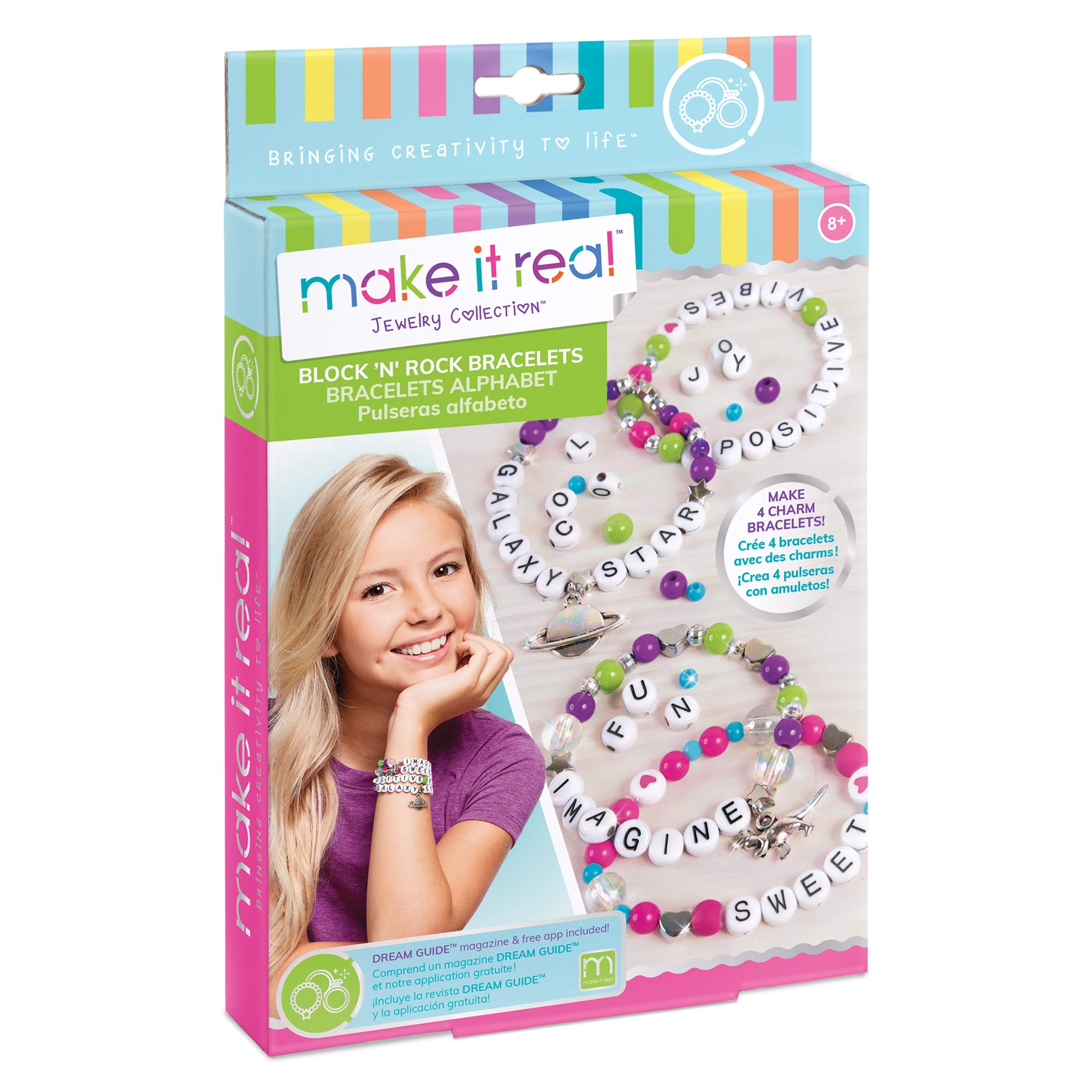 Kit De Pulseras Make It Real Block 'n Rock Con 147 Piezas Para Más De 8 Años - Venta Internacional.