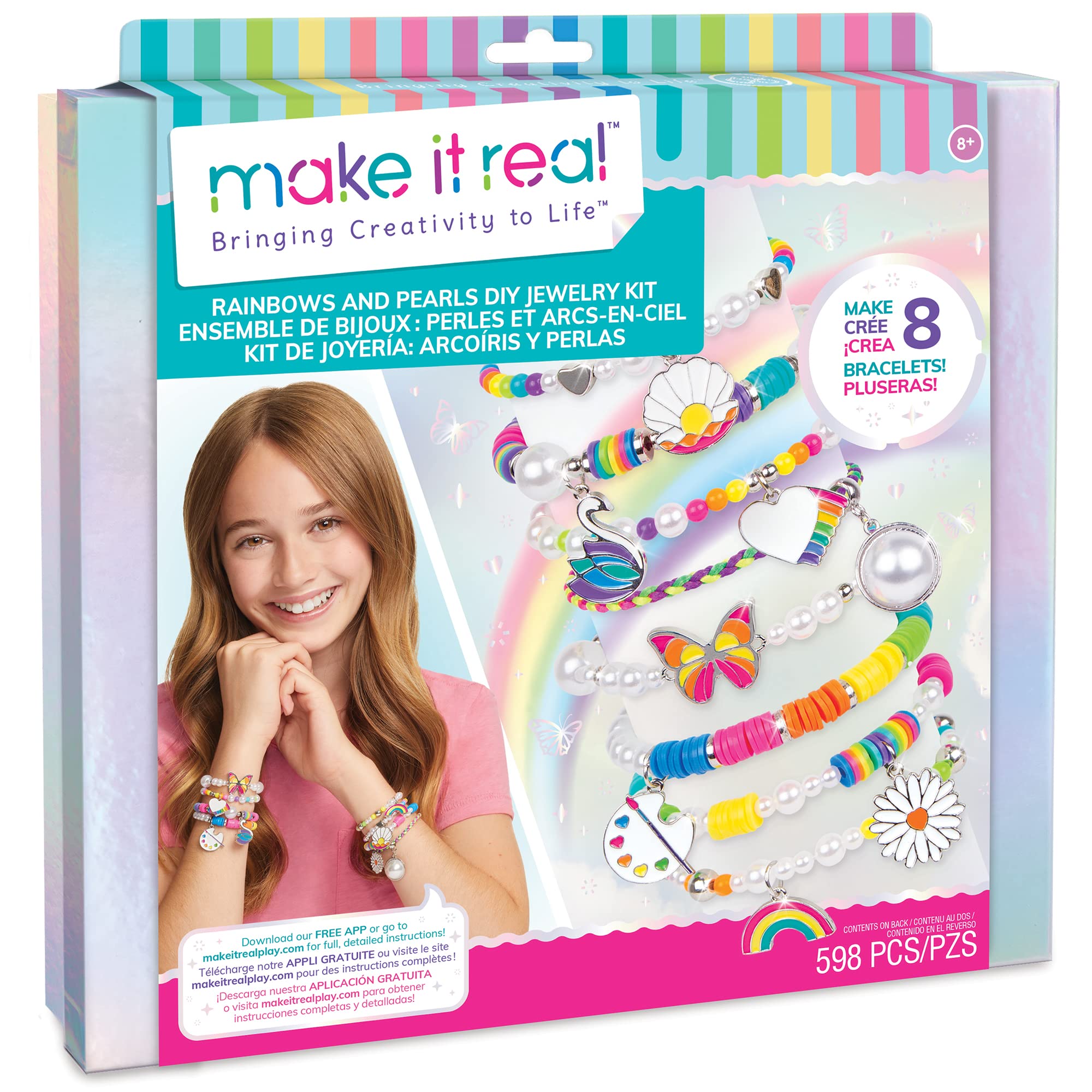 Set Para Hacer Joyas Make It Real Rainbows & Pearls Para Más De 8 Años - Venta Internacional.