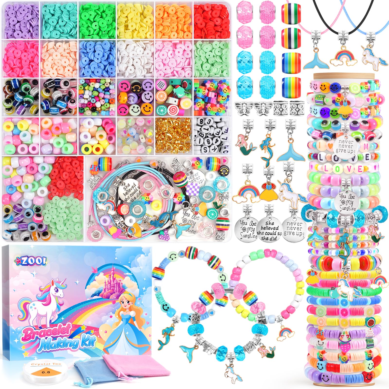 Foto 2 pulgar | Kit De Fabricación De Pulseras Zooi Para Niñas De 6 A 12 Años Con 2400 Cuentas - Venta Internacional.