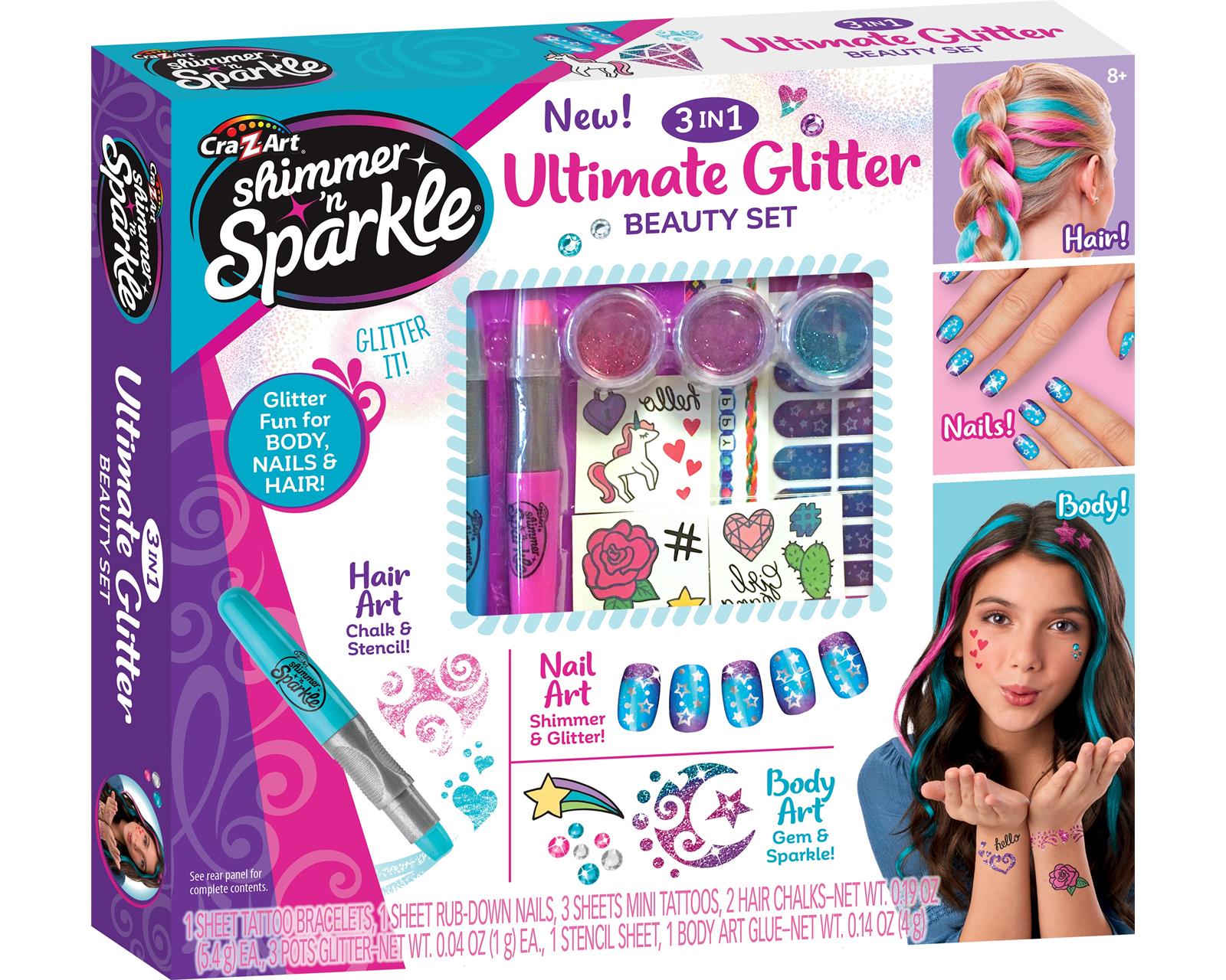 Set de Belleza y Glitter 3 en 1 Shimmer 'n Sparkle para Niñas