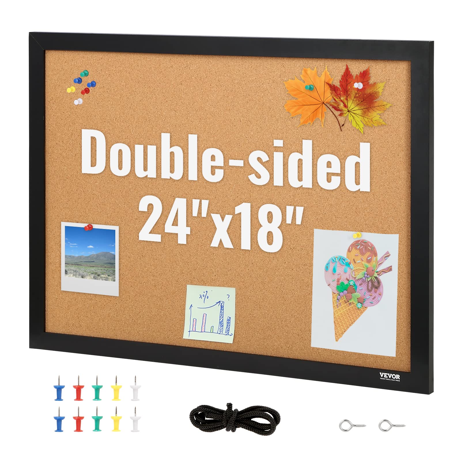 Foto 2 pulgar | Tablero De Corcho Vevor De Doble Cara De 60 X 45 Cm Con Marco Para Oficina Y Hogar - Venta Internacional.