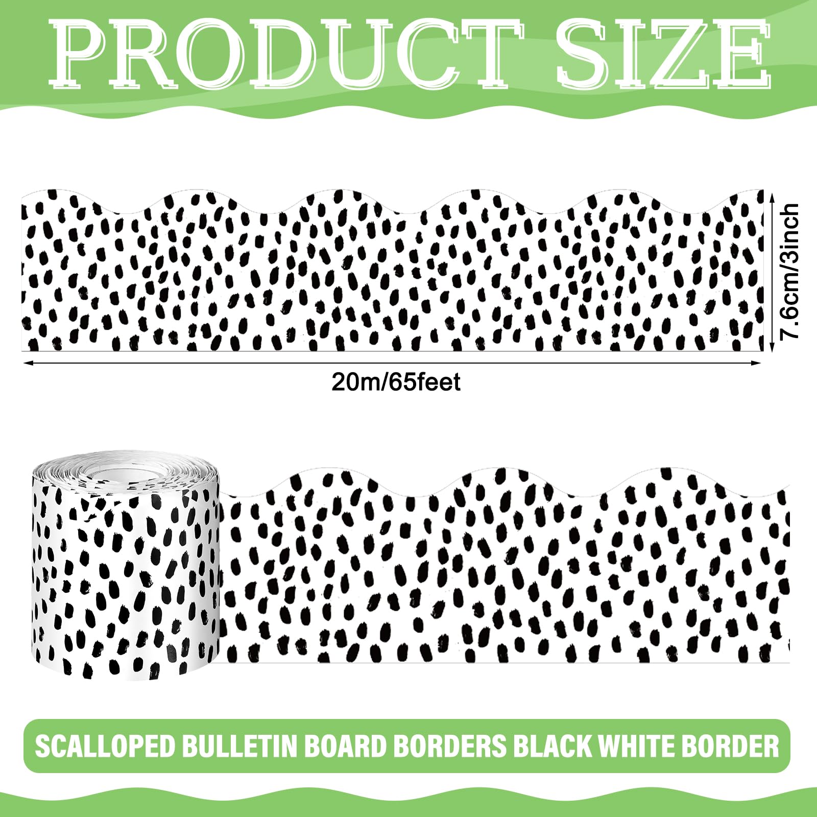 Foto 3 pulgar | Tablón De Anuncios Con Bordes Zonon Dots, Negro Y Blanco, 20 M - Venta Internacional.