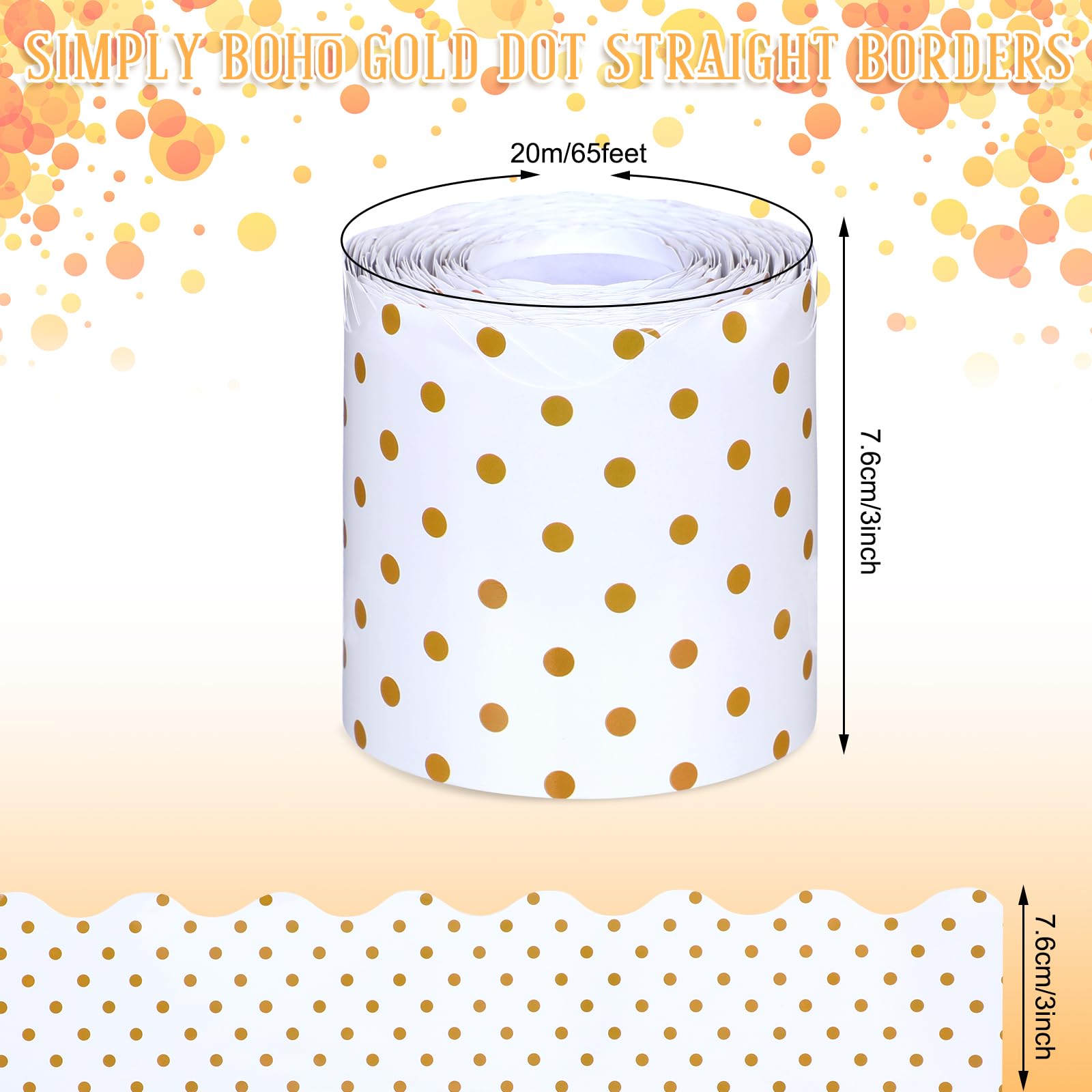Foto 2 | Tablón De Anuncios Con Borde Zonon Simply Boho Gold Dot, 20 M X 7,6 Cm - Venta Internacional.