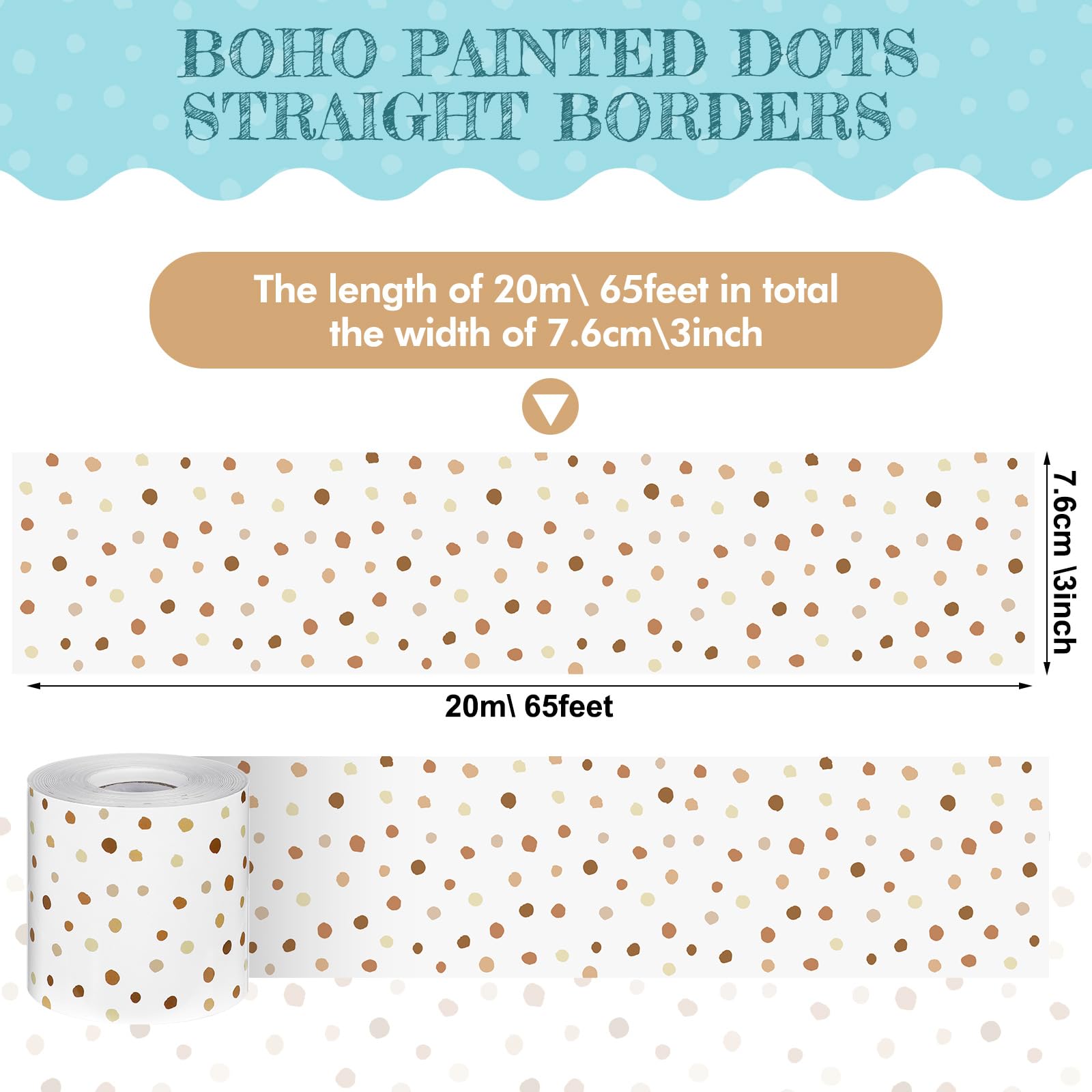 Foto 2 | Bordes Para Tablón De Anuncios Zonon Con Puntos Pintados En Bohemio, 20 M X 7,6 Cm - Venta Internacional.