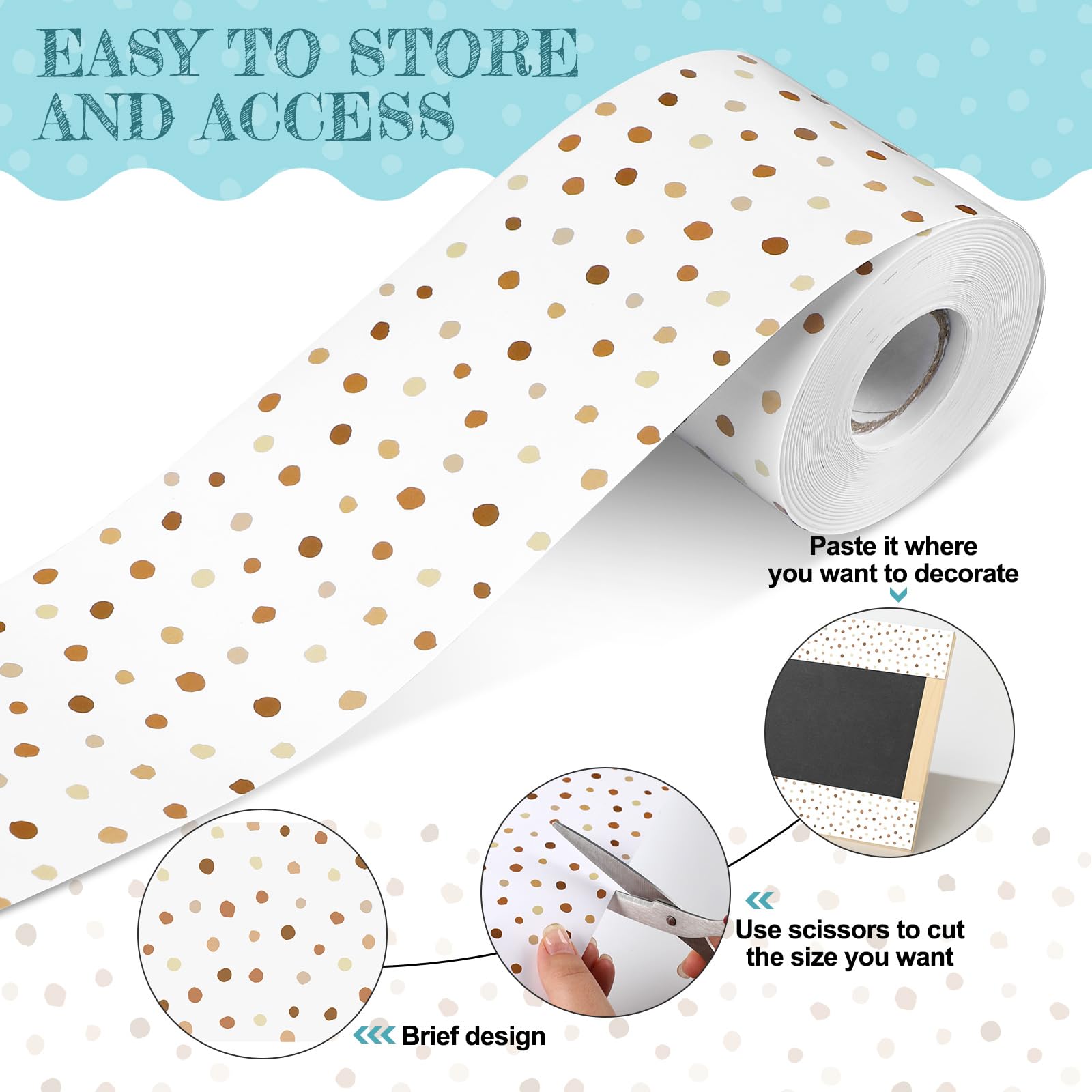 Foto 4 pulgar | Bordes Para Tablón De Anuncios Zonon Con Puntos Pintados En Bohemio, 20 M X 7,6 Cm - Venta Internacional.
