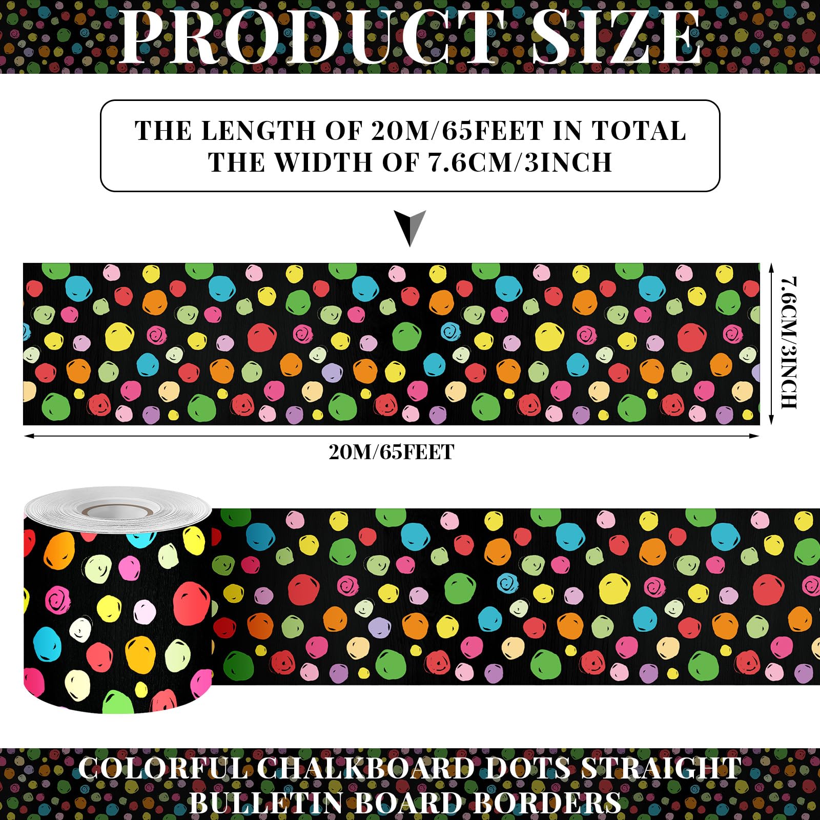 Foto 3 pulgar | Bulletin Board Borders Zonon, 65 Pies, Lunares Blancos Y Negros - Venta Internacional.