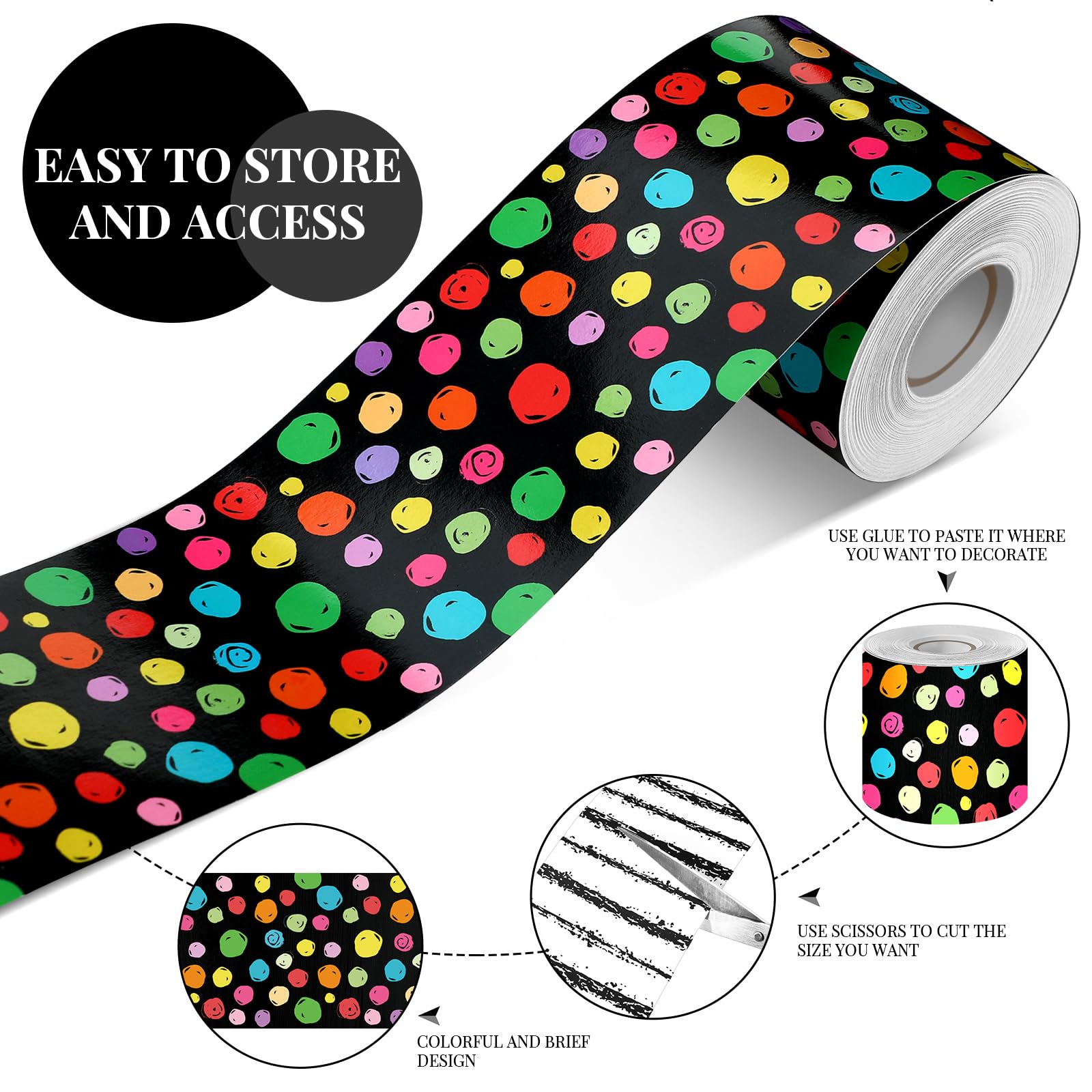 Foto 4 pulgar | Bulletin Board Borders Zonon, 65 Pies, Lunares Blancos Y Negros - Venta Internacional.