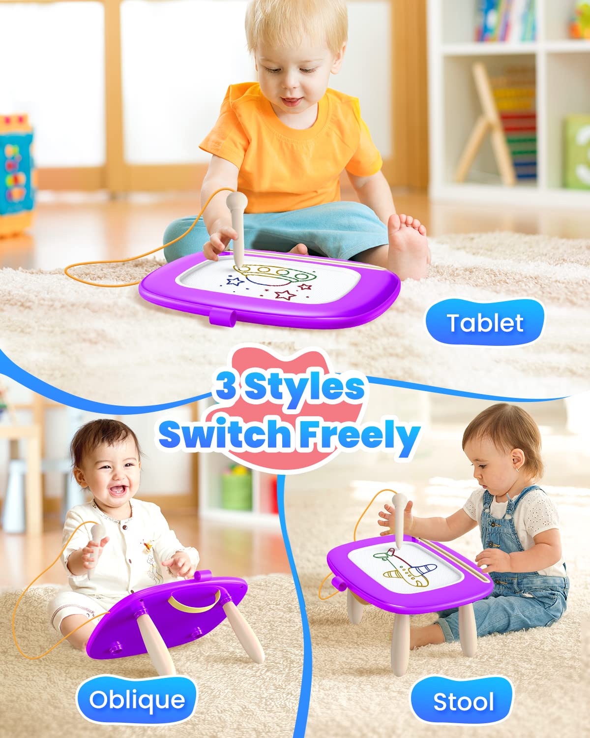 Foto 3 pulgar | Pizarra Magnética Seimome Para Niños De 1 A 2 Años, Color Morado - Venta Internacional.