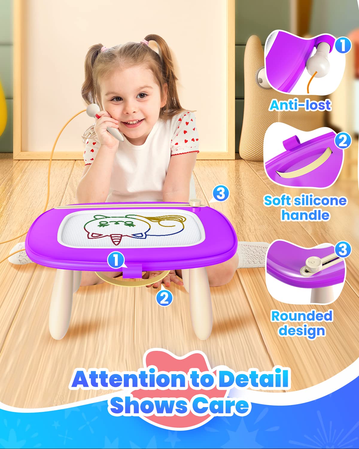Foto 5 | Pizarra Magnética Seimome Para Niños De 1 A 2 Años, Color Morado - Venta Internacional.
