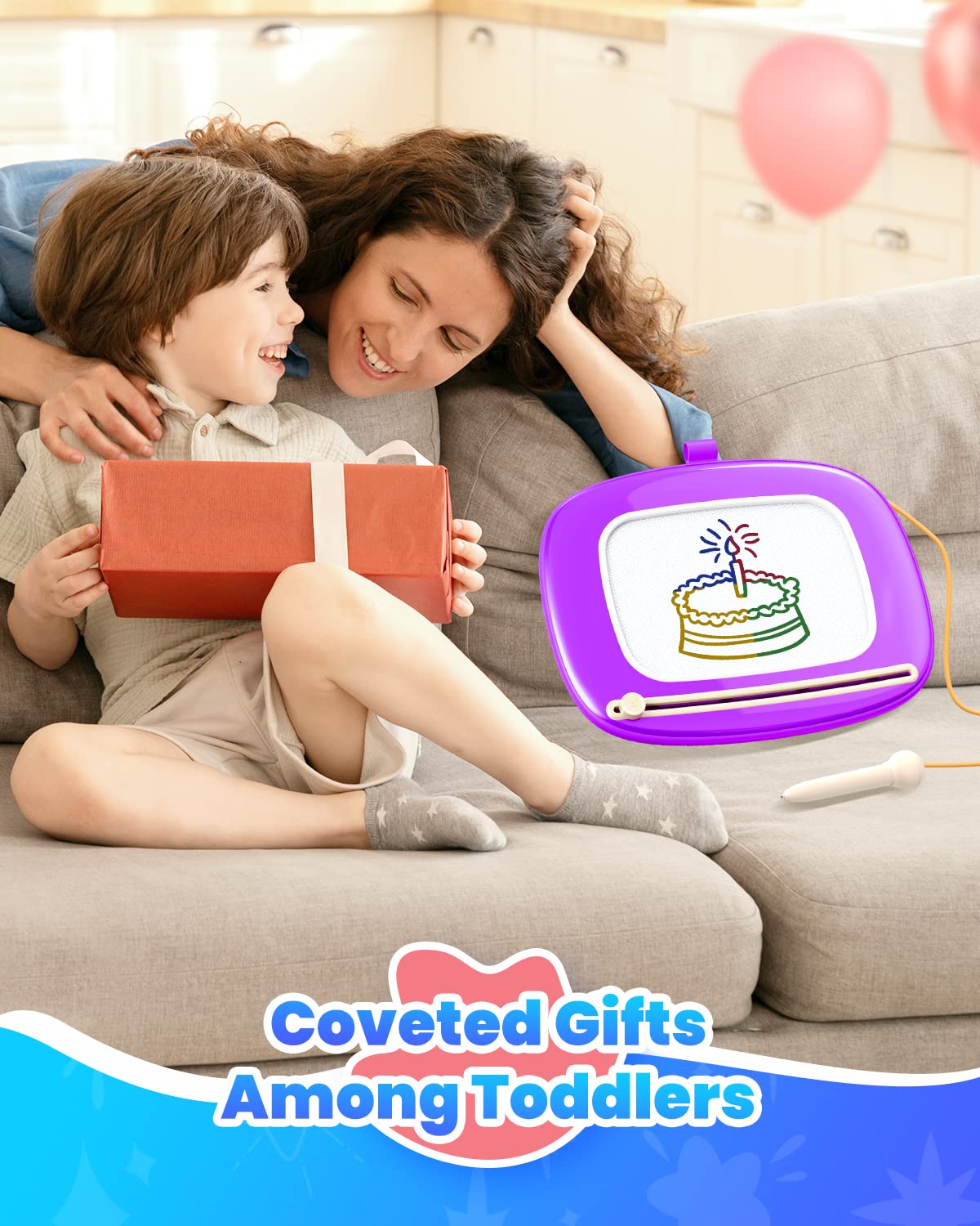 Foto 7 | Pizarra Magnética Seimome Para Niños De 1 A 2 Años, Color Morado - Venta Internacional.