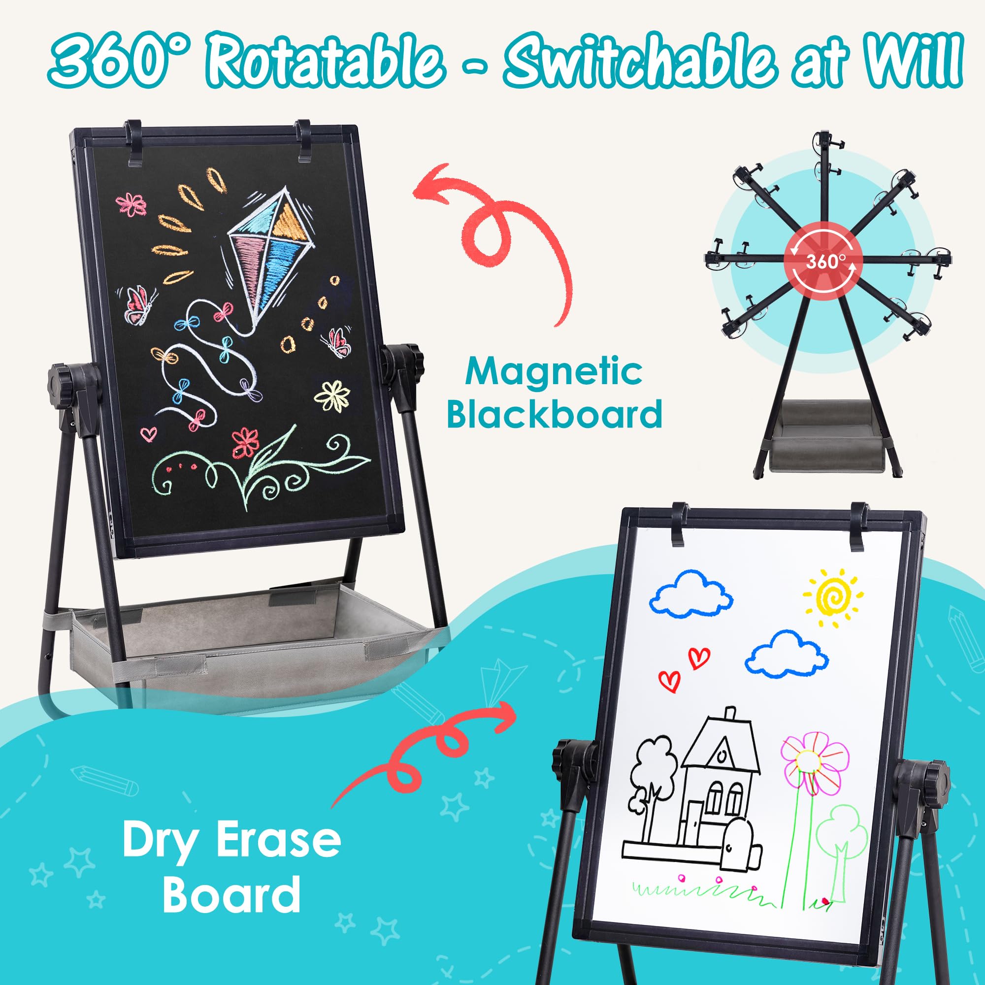 Foto 3 | Caballete Weyoung Para Niños, Ajustable, De Pie, Con Pizarra Y Pizarra - Venta Internacional.