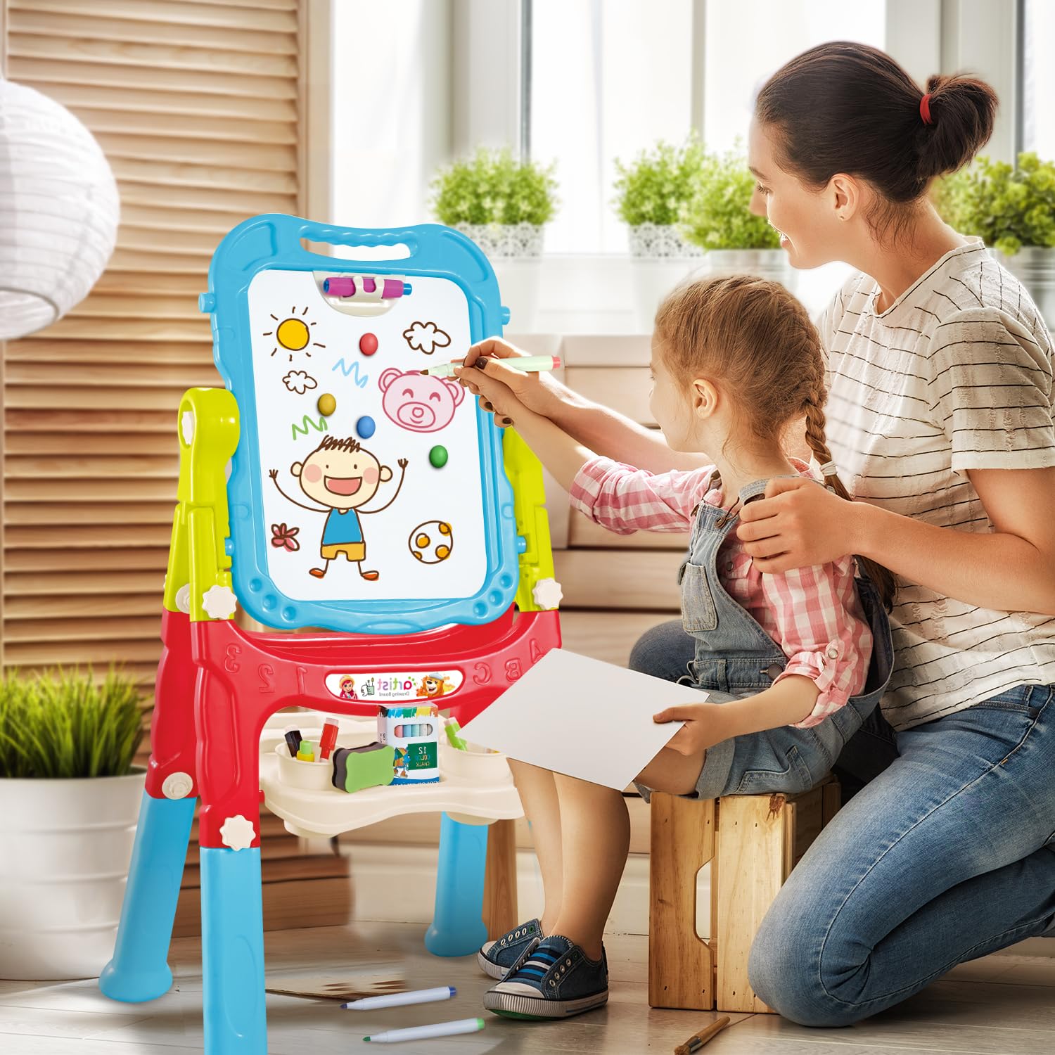 Foto 2 | Tiza Magnética Y Pizarra Blanca Art Easel Holyfun Para Niños Pequeños - Venta Internacional.