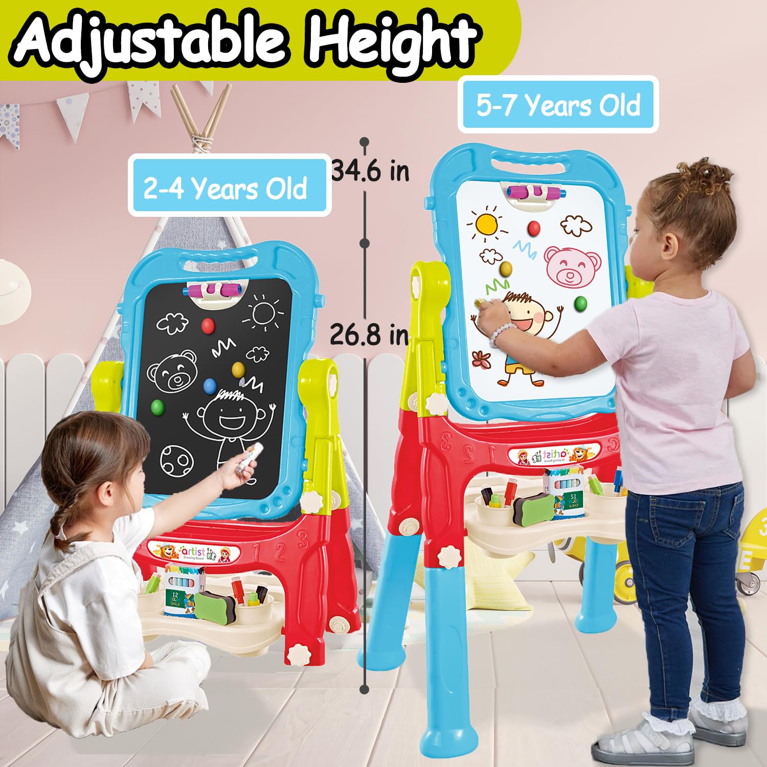 Foto 4 pulgar | Tiza Magnética Y Pizarra Blanca Art Easel Holyfun Para Niños Pequeños - Venta Internacional.