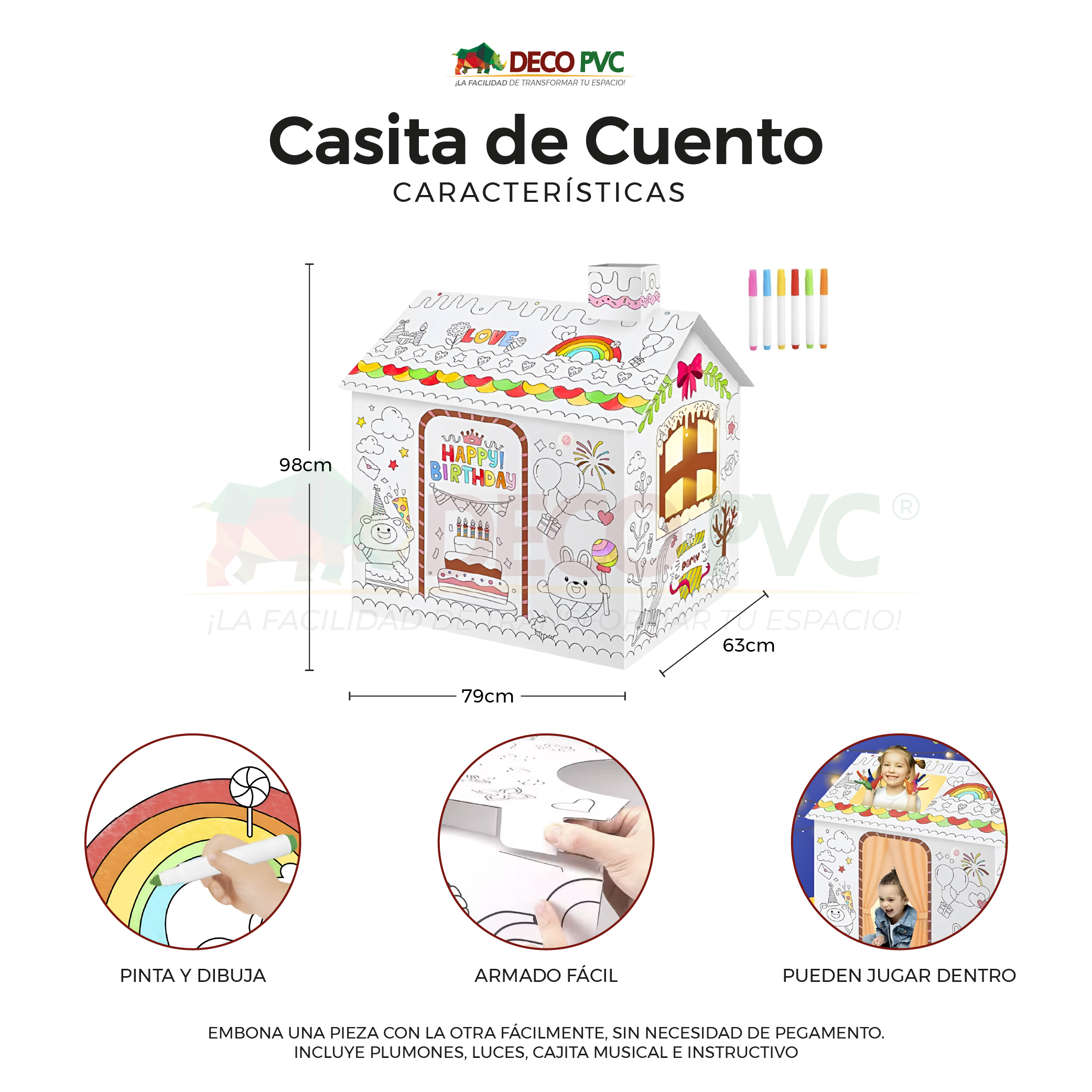 Foto 4 pulgar | Mundo Mágico Casa De Juegos Armable De Cartón Para Pintar