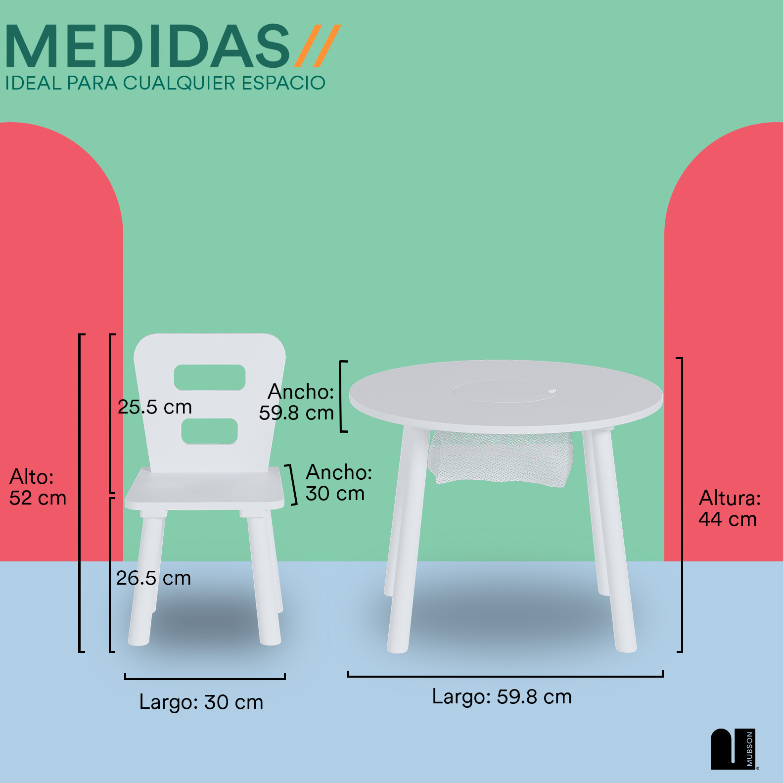 Foto 6 pulgar | Mesa/Juguetero Infantil con Dos Sillas Mubson Kami color Blanco 3 Piezas