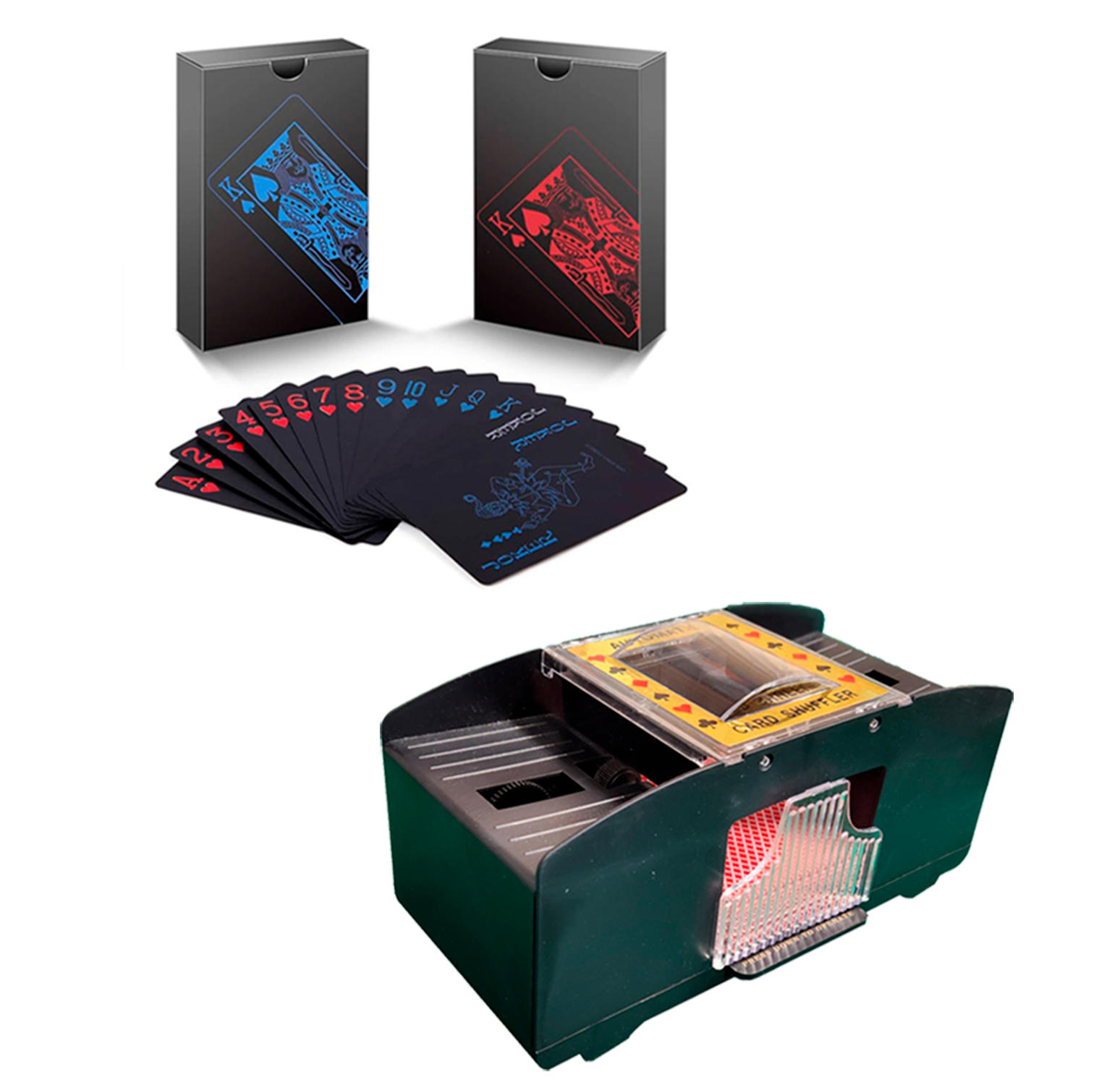 Set de 2 Barajas Barajador Automático Diversiones Bago de Plástico Resistente al Agua
