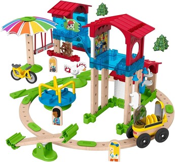 Foto 3 | Fisher-price Wonder Makers Slide & Ride Schoolyard – Juego De Construcción Y Pista De Madera Para Niños De 3 Años Y
