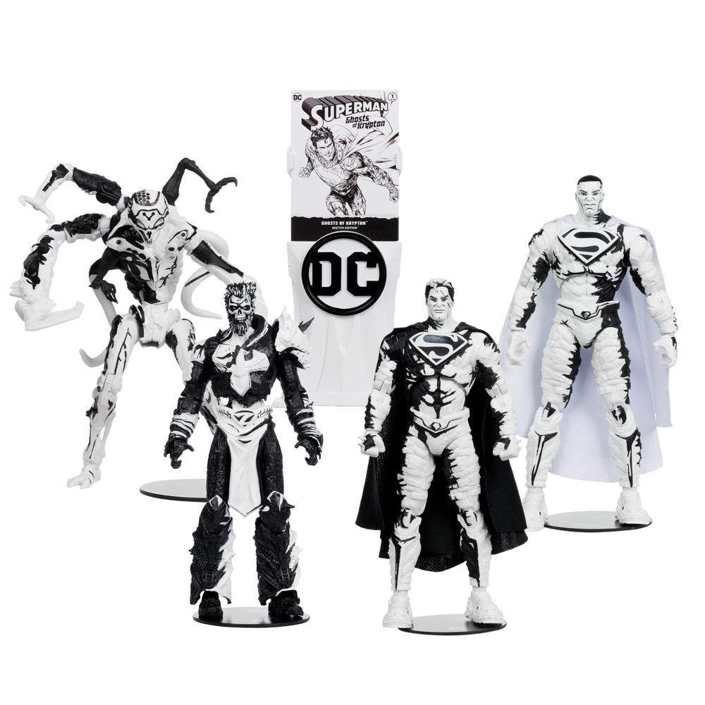 Mcfarlane Sketch: Dc Comics - Superman Ghost Of Krypton Gold Label 7 Pulgadas 4 Pack Con Comic