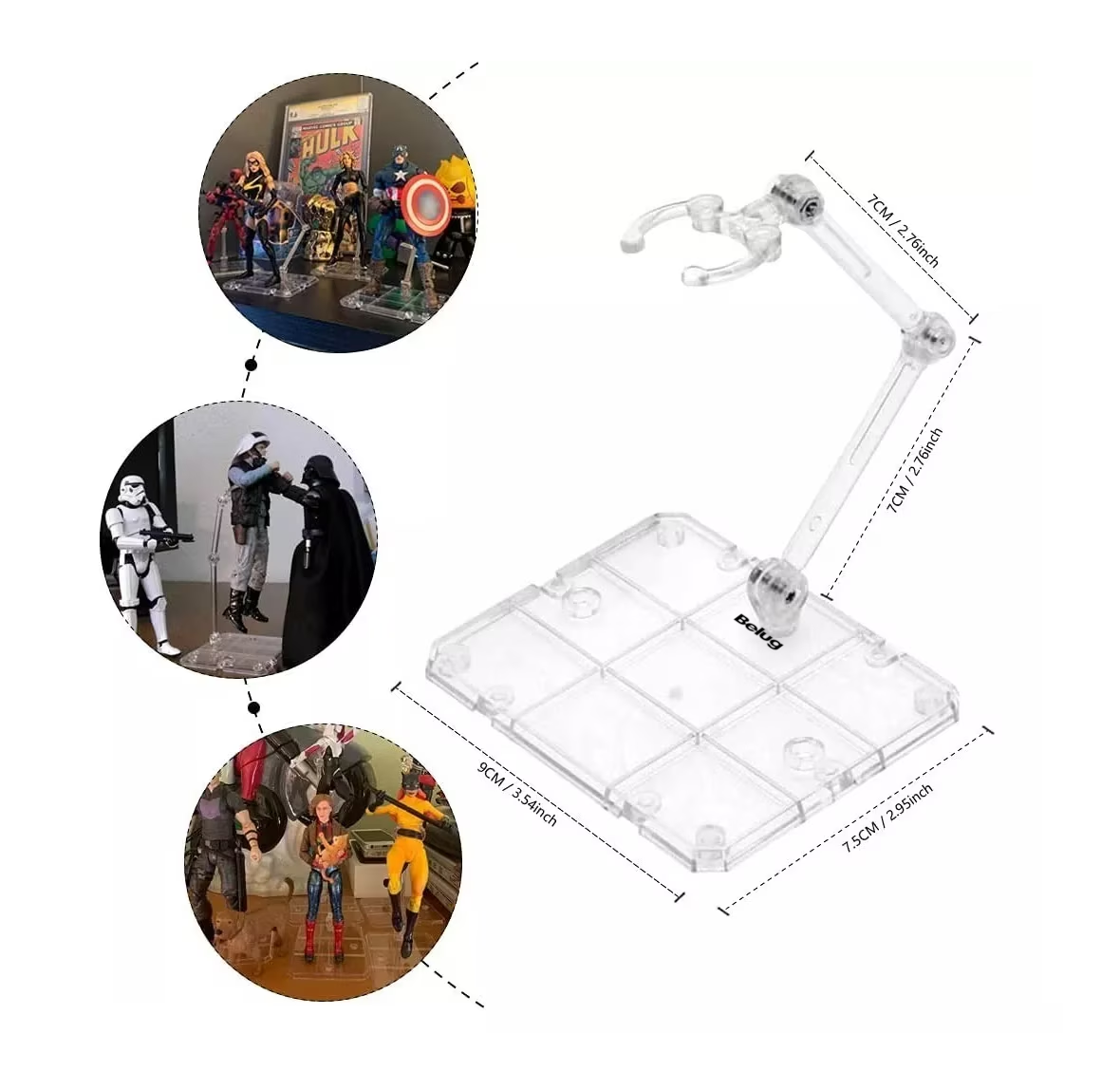 Foto 4 pulgar | Base Soporte Para Figuras De Acción 10 Pcs Marvel, Belug Trnasparente
