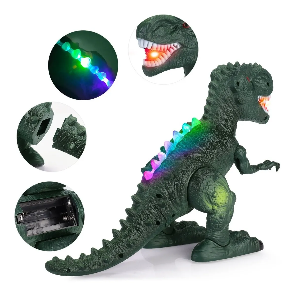 Foto 6 pulgar | Dinosaurio Rex De Juguete Con Luces Y Sonido Lab.g Verde