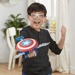 Foto 7 | Nerf Blaster Marvel Mech Strike Mecasaurs Capitán América - Venta Internacional.