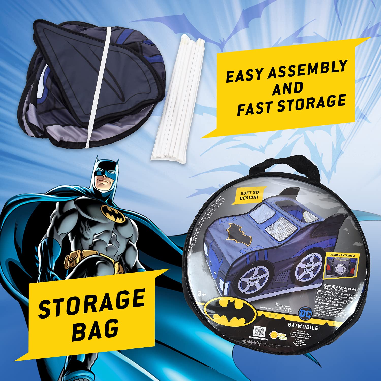 Foto 5 pulgar | Batmóvil Playhouse Tent Batman Para Niños Con Bolsa De Transporte - Venta Internacional.