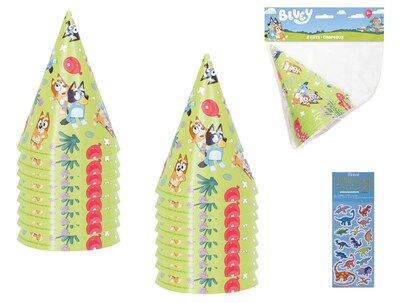Foto 1 | Paquete De Artículos De Fiesta Bluey Birthday Con 16 Sombreros - Venta Internacional.