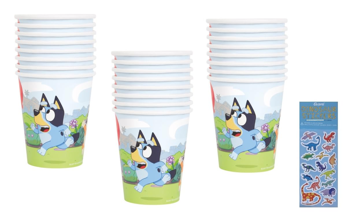 Foto 1 | Paquete De Artículos Para Fiestas Bluey Birthday Con 24 Vasos De Papel De 270 Ml - Venta Internacional.