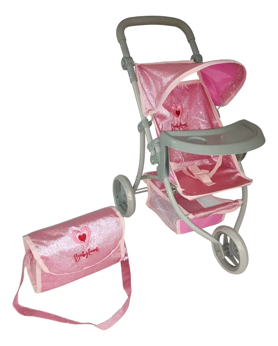 Foto 2 pulgar | Carriola Para Muñecas Baby Kaori Ja30 Jogger Con Pañalera Rosa Brillante