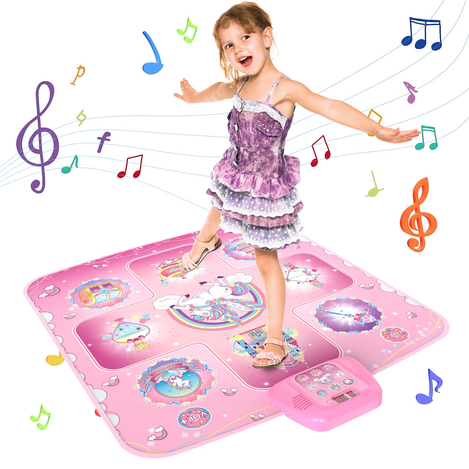 Venta Internacional - Dance Mat Girlshome Unicorn Electronic Con 5 Modos De Juego Para Niños De 3 A 12 Años $799