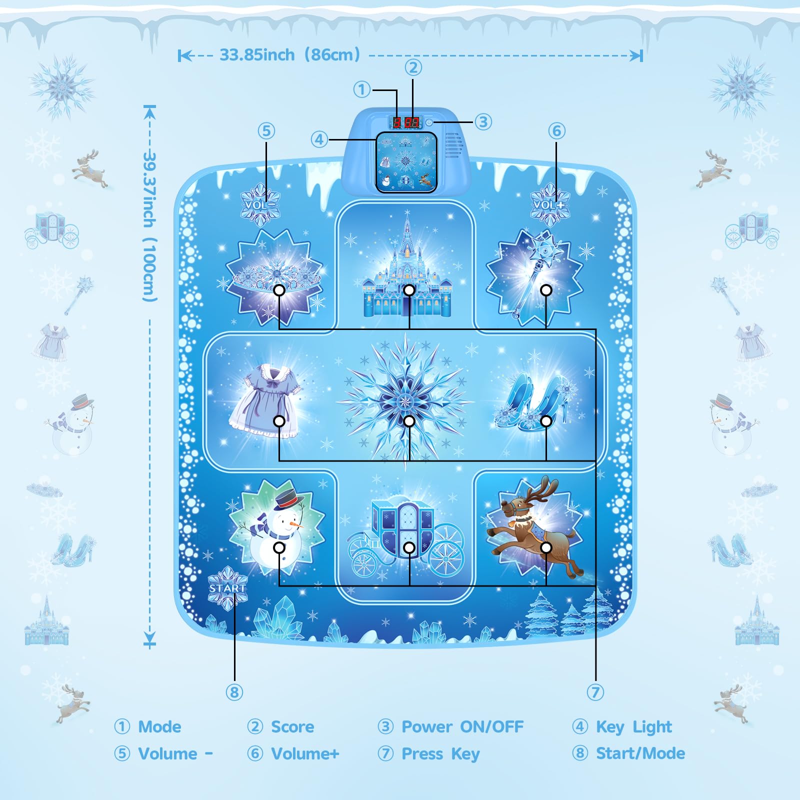 Foto 3 | Tapete Electrónico Dance Mat Girlshome Con Temática De Nieve Con 5 Modos De Juego - Venta Internacional.