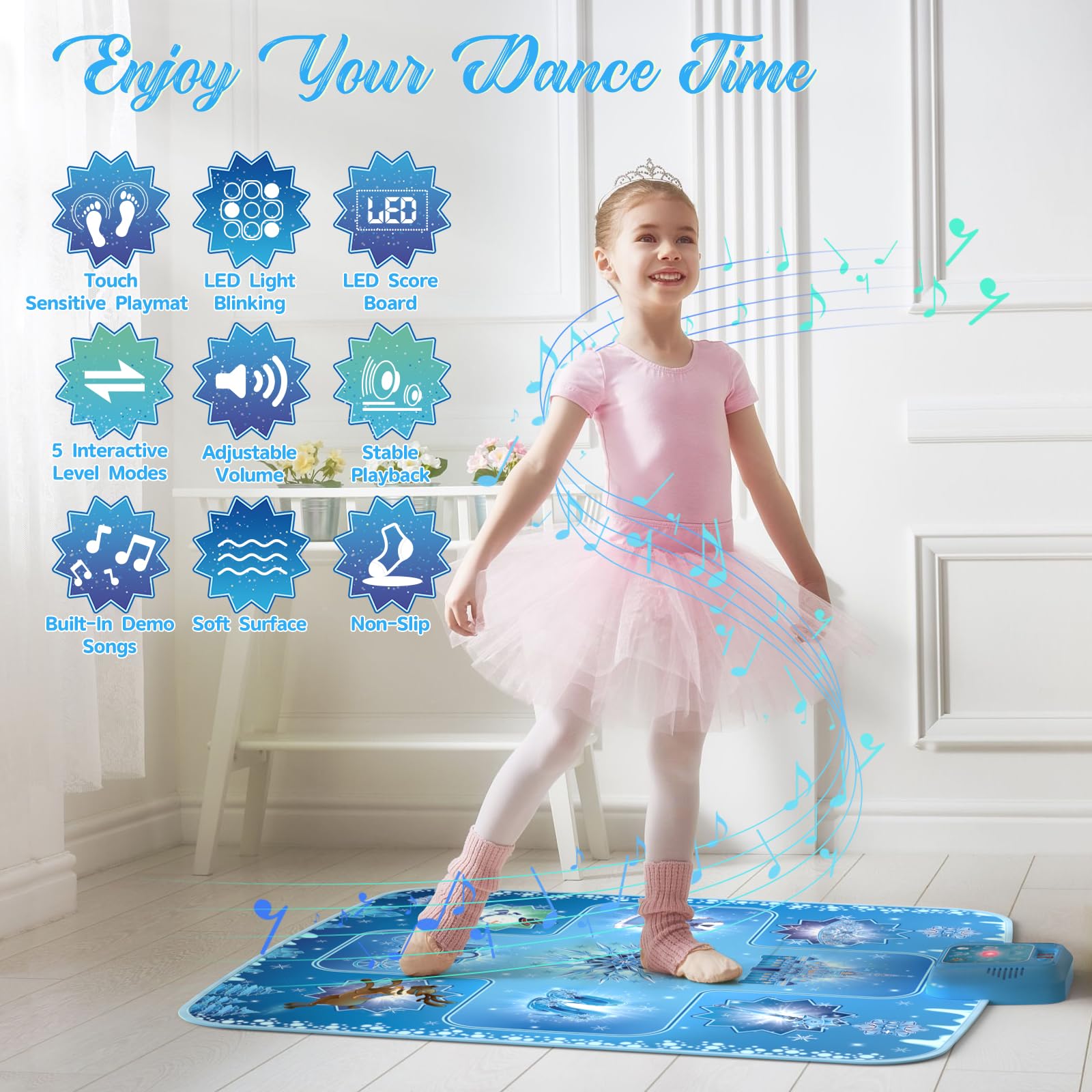 Foto 5 | Tapete Electrónico Dance Mat Girlshome Con Temática De Nieve Con 5 Modos De Juego - Venta Internacional.