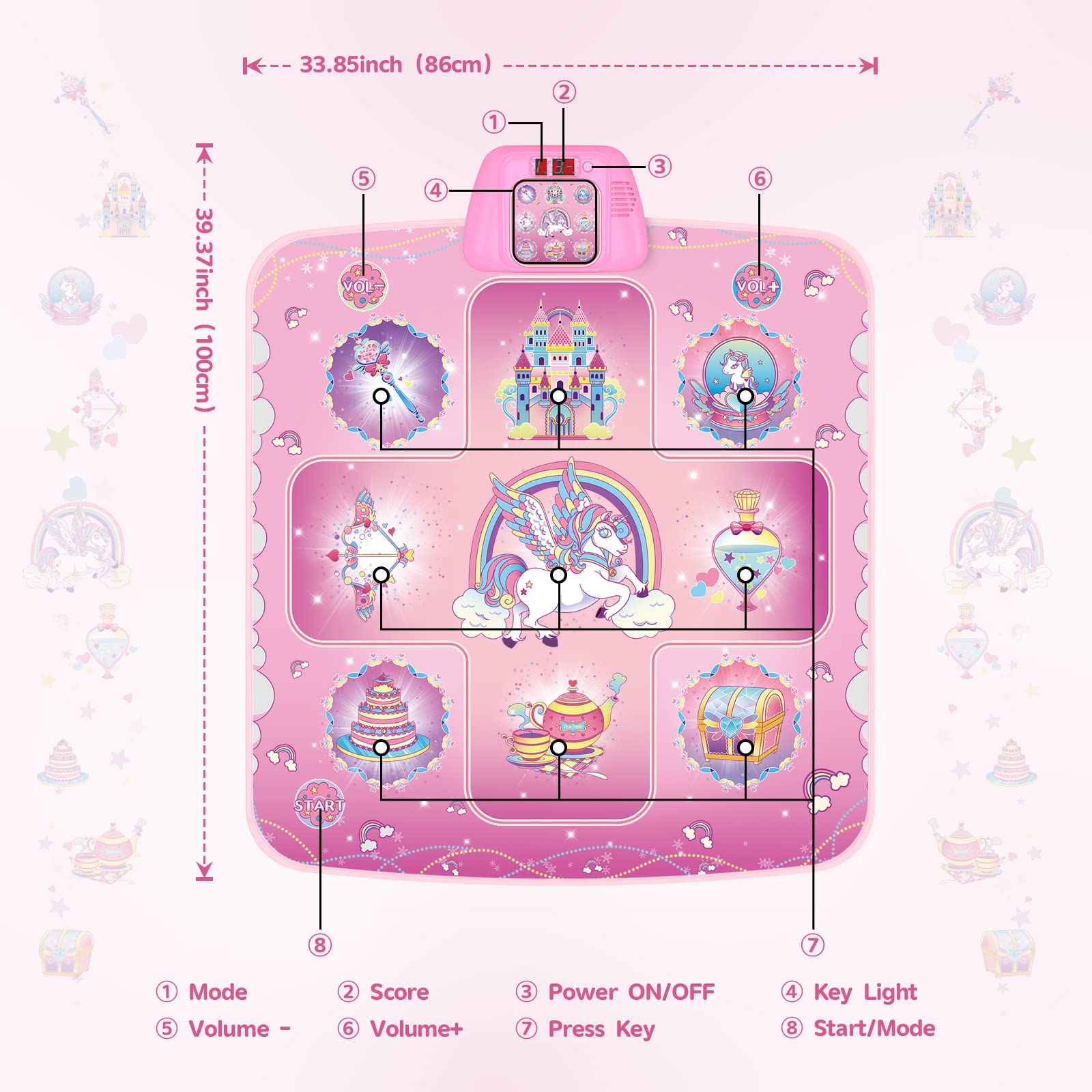 Foto 3 | Dance Mat Girlshome Unicorn Electronic Con 5 Modos De Juego Para Niños De 3 A 12 Años - Venta Internacional.