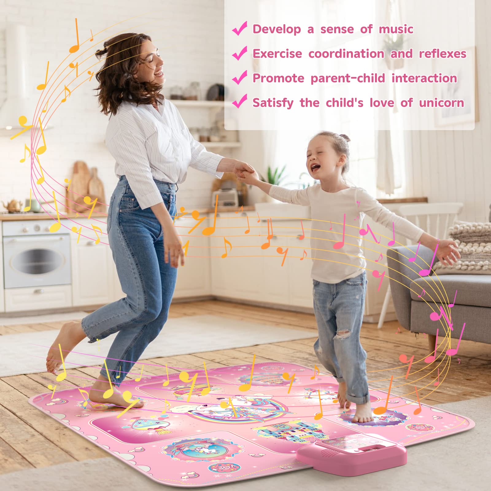 Foto 7 pulgar | Dance Mat Girlshome Unicorn Electronic Con 5 Modos De Juego Para Niños De 3 A 12 Años - Venta Internacional.