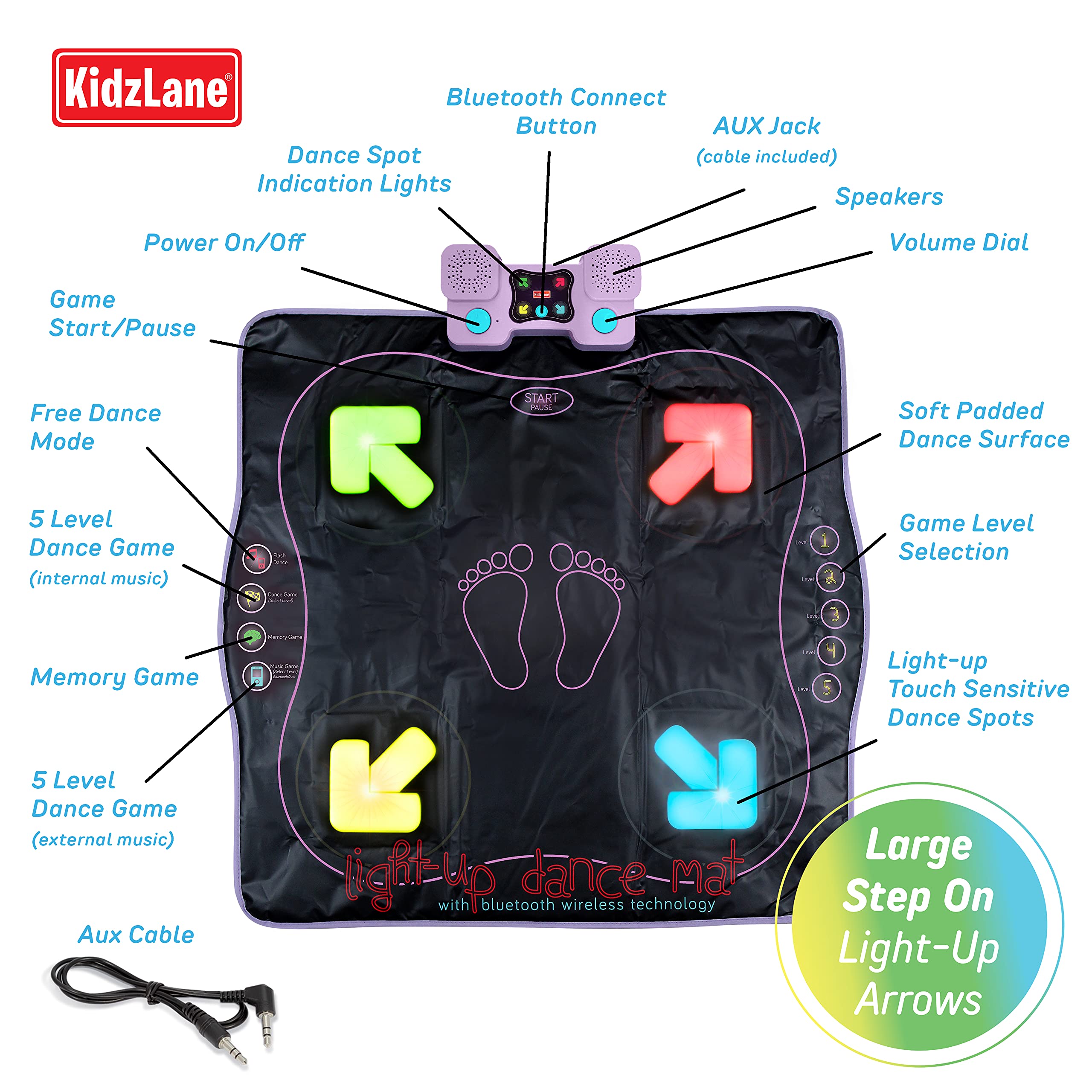 Foto 6 pulgar | Alfombra De Baile Electrónica Kidzlane Para Niños De 8 A 12 Años Con Bluetooth/aux - Venta Internacional.