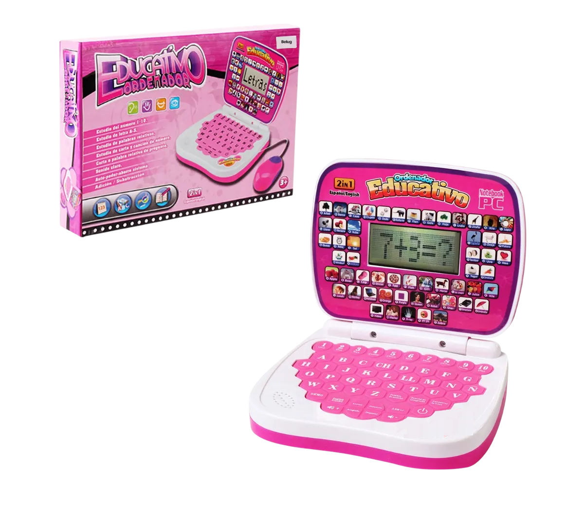 Foto 2 pulgar | Laptop De Juguete Belug Rosa Blanco