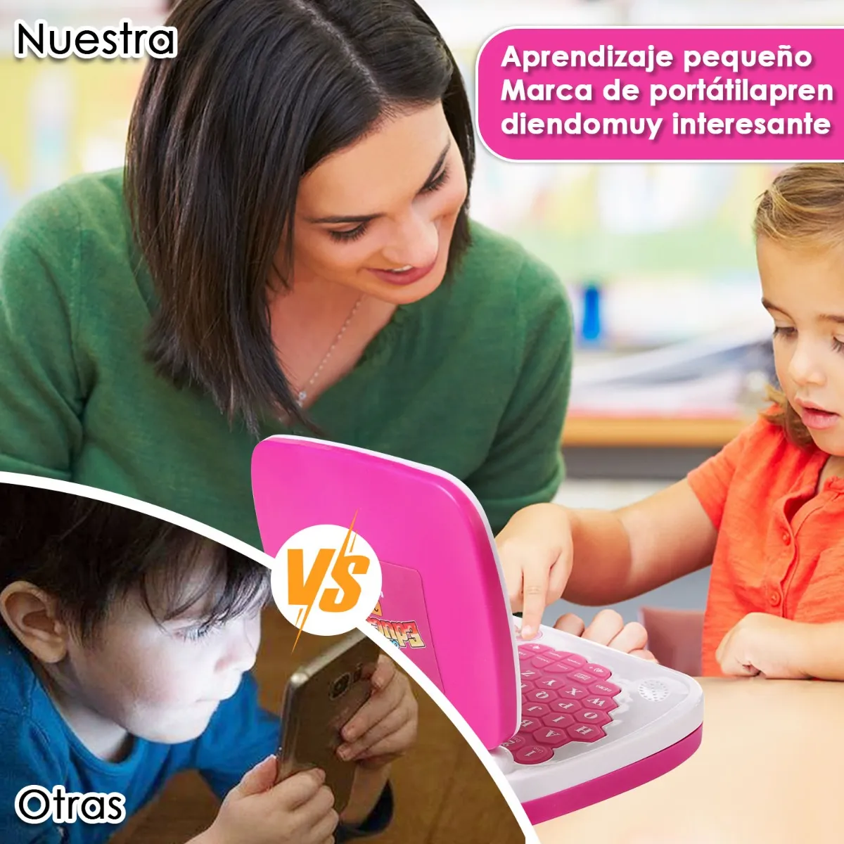 Foto 4 pulgar | Laptop De Juguete Belug Rosa Blanco