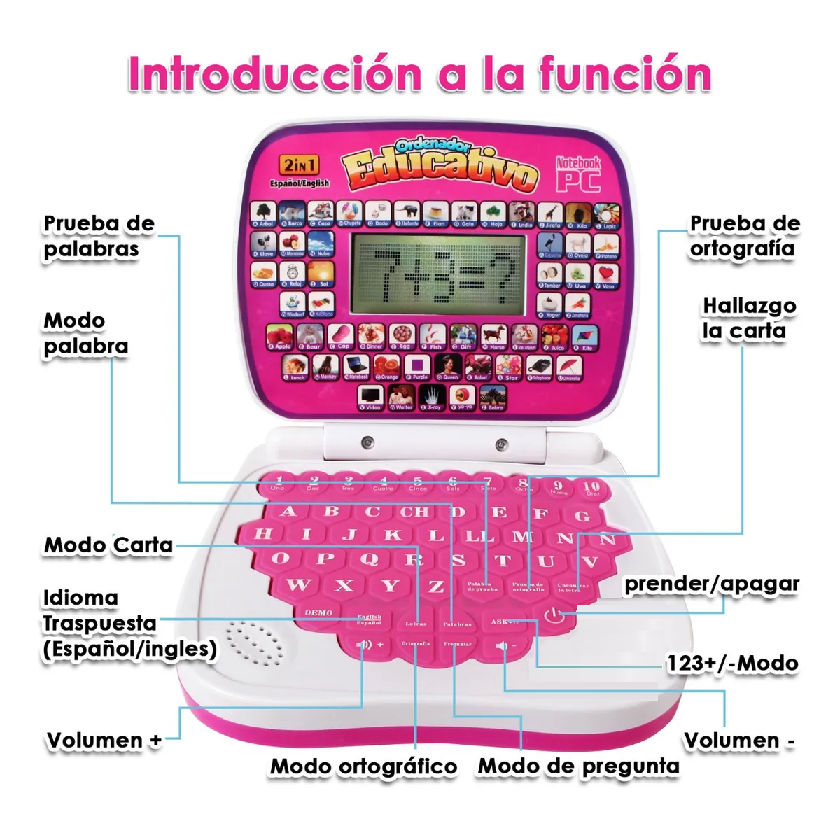 Foto 6 pulgar | Laptop De Juguete Belug Rosa Blanco