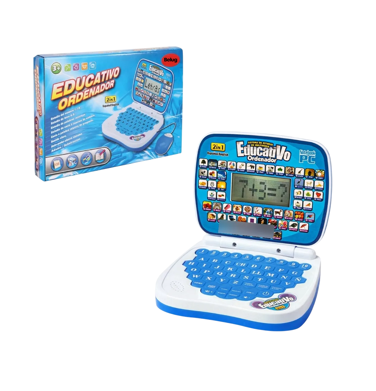 Foto 2 pulgar | Computadora Laptop De Juguete Aprendizaje Bilingüe Para Niño Azul