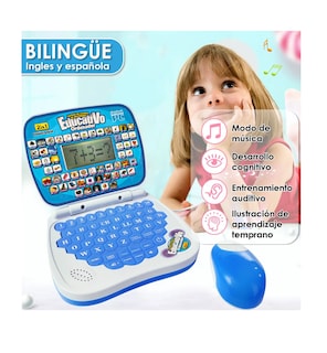 Foto 3 | Computadora Laptop De Juguete Aprendizaje Bilingüe Para Niño Azul