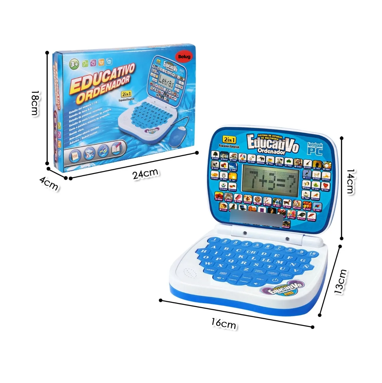Foto 6 pulgar | Computadora Laptop De Juguete Aprendizaje Bilingüe Para Niño Azul