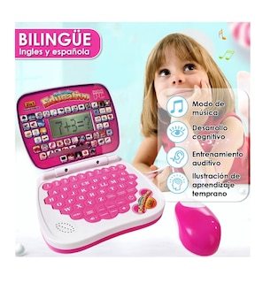 Foto 2 | Computadora Laptop De Juguete Aprendizaje Bilingüe Para Niño Rosa