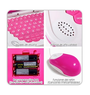 Foto 3 | Computadora Laptop De Juguete Aprendizaje Bilingüe Para Niño Rosa