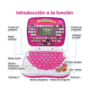Foto 4 | Computadora Laptop De Juguete Aprendizaje Bilingüe Para Niño Rosa