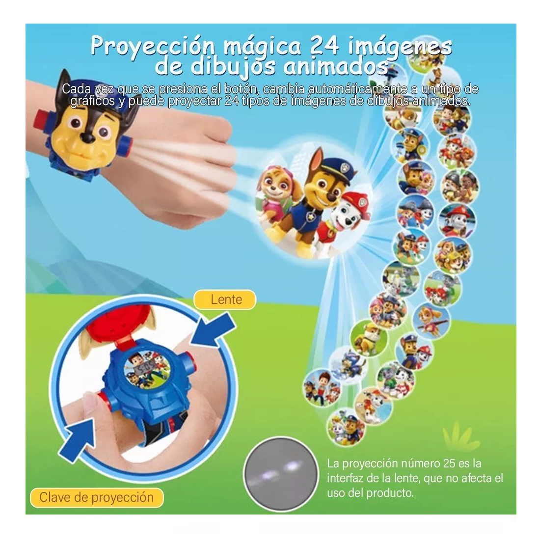 Foto 3 pulgar | Reloj Proyector BELUG color Azul 24 Imágenes Paw Patrol Chase más Pegatina para Niños