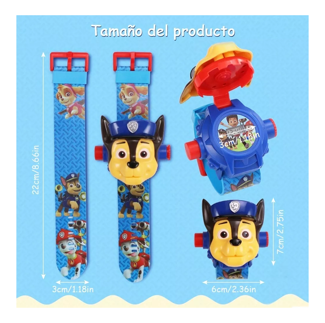 Foto 5 pulgar | Reloj Proyector BELUG color Azul 24 Imágenes Paw Patrol Chase más Pegatina para Niños