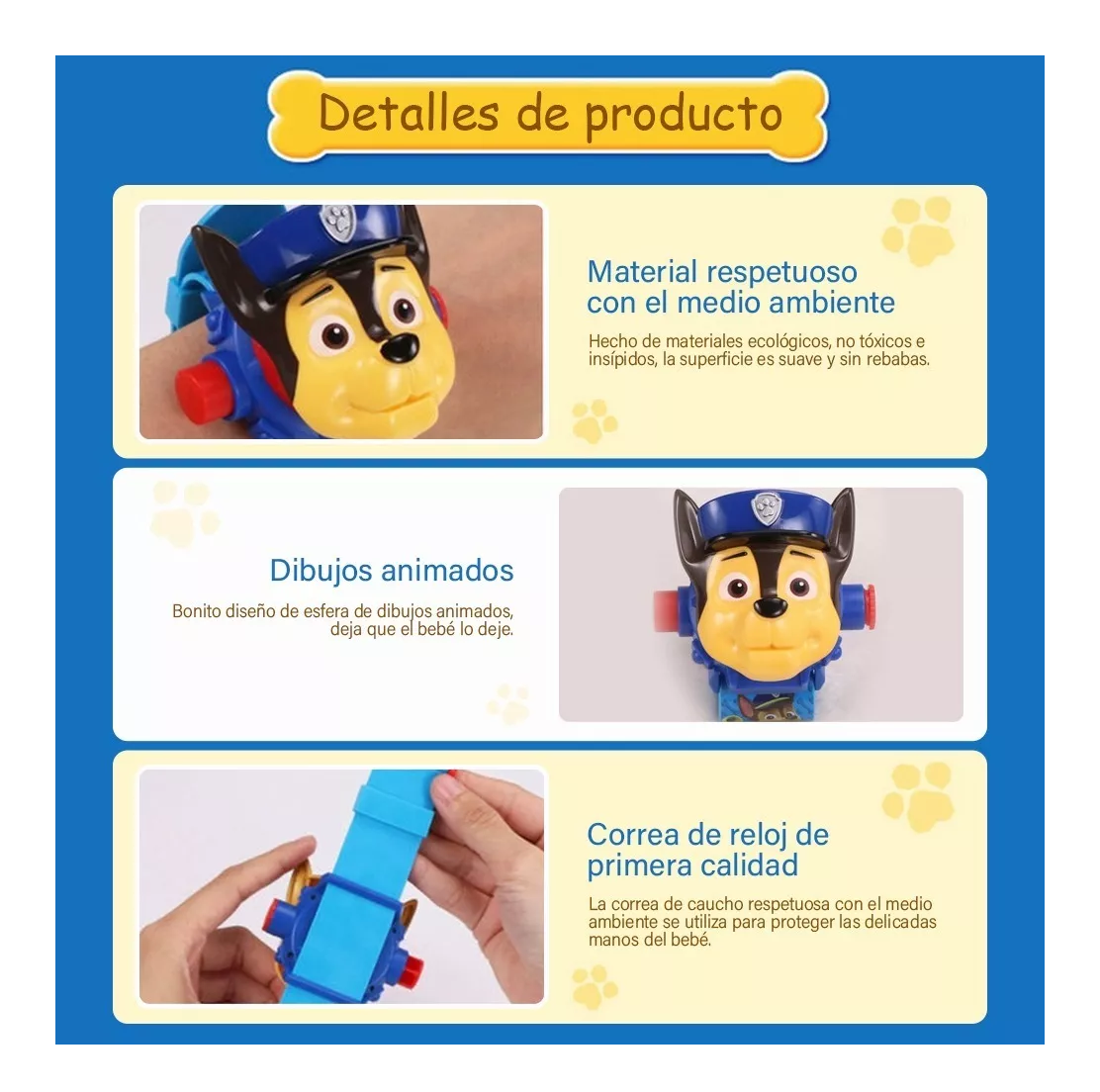 Foto 6 pulgar | Reloj Proyector BELUG color Azul 24 Imágenes Paw Patrol Chase más Pegatina para Niños